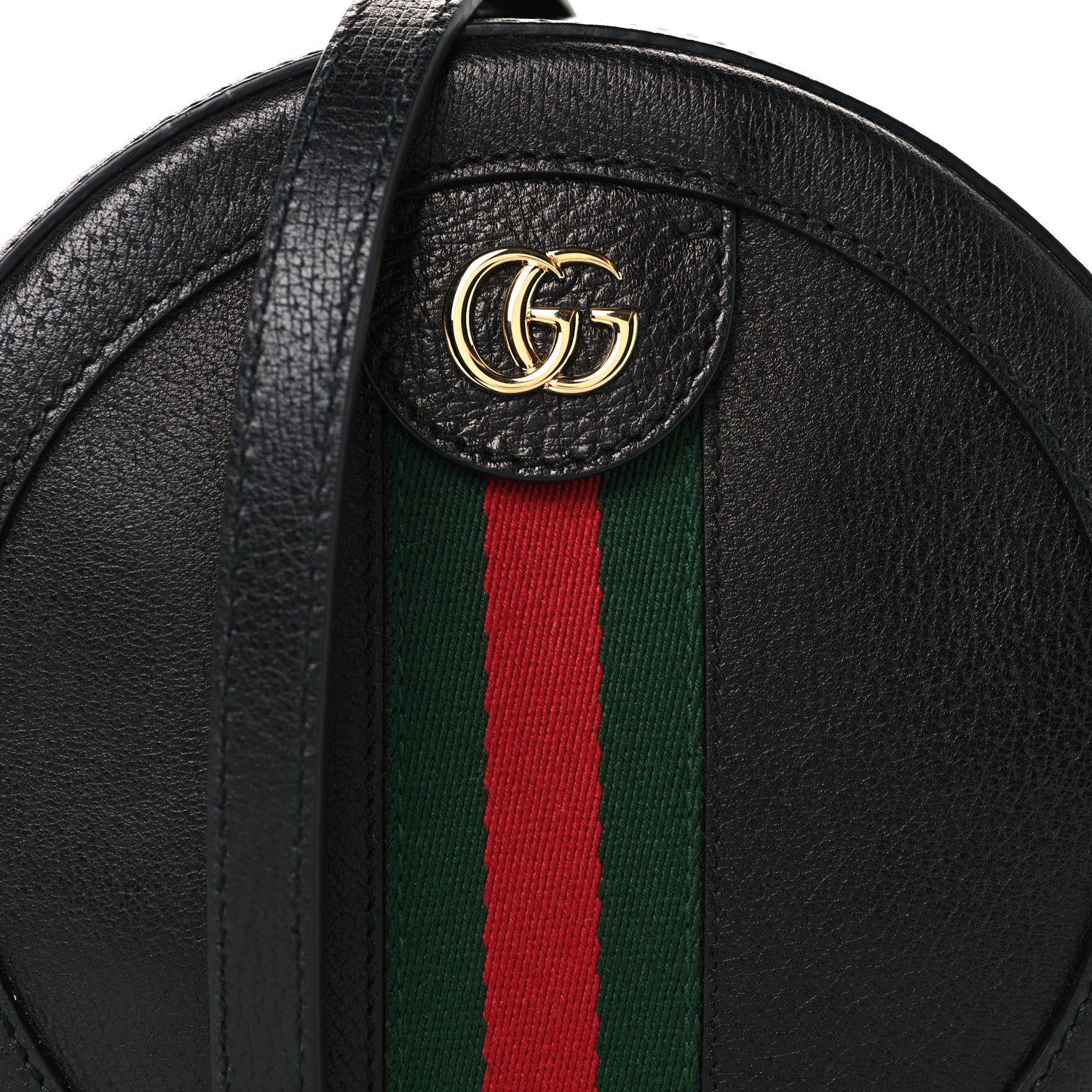 Gucci Grained Calfskin Web Mini Ophidia Round Shoulder Bag Black 8 of 10