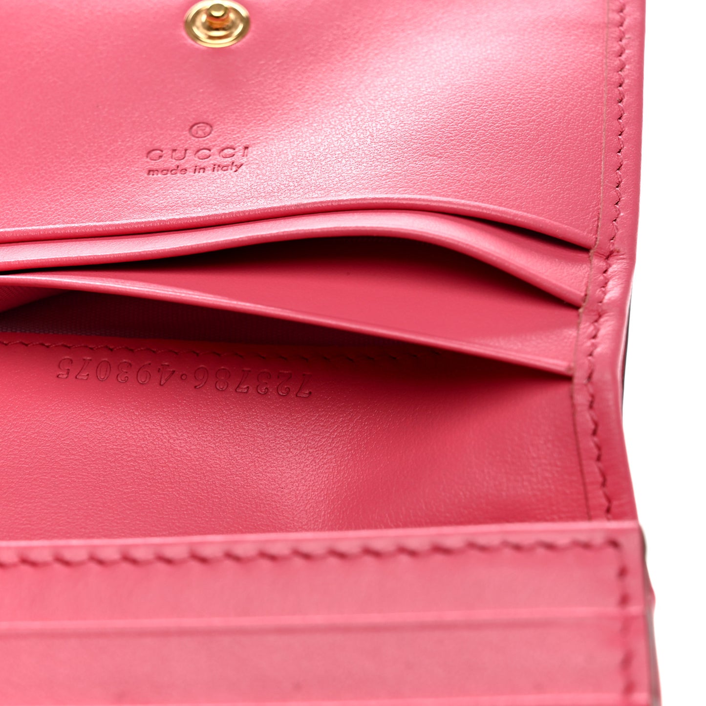 Calfskin GG Matelasse Card Case Wallet Rhodamine Pink