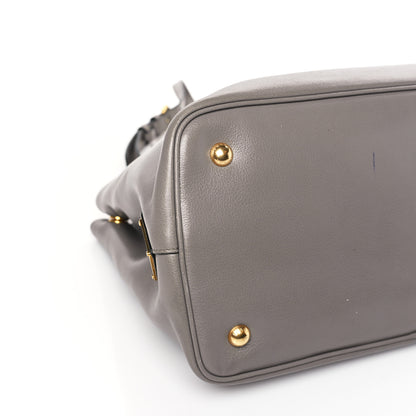 Prada Glace Calfskin Embossed Logo Tote Argilla 7 of 10