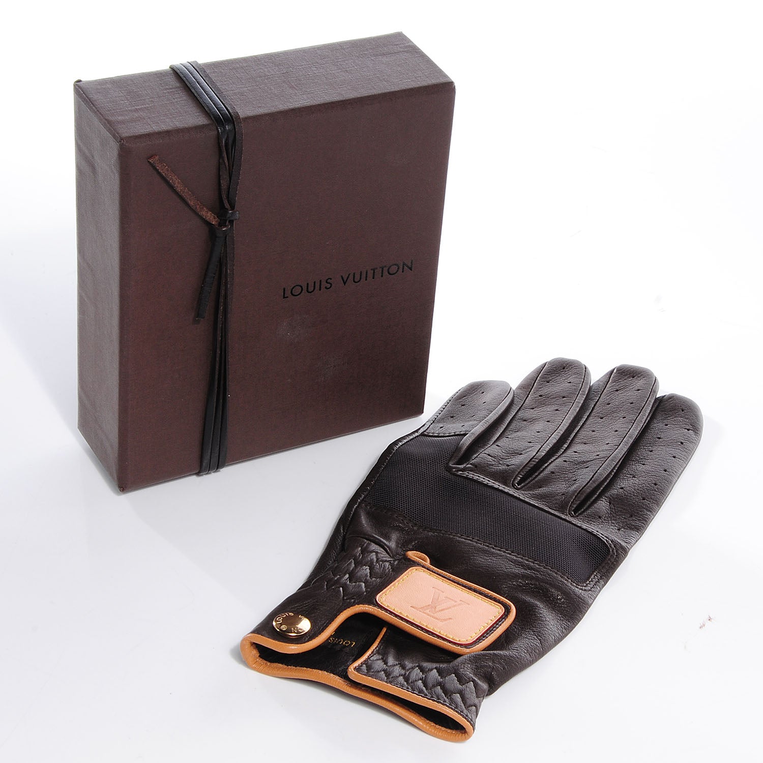 Louis Vuitton Lambskin Left Handed Golf Glove XL Brown 66107