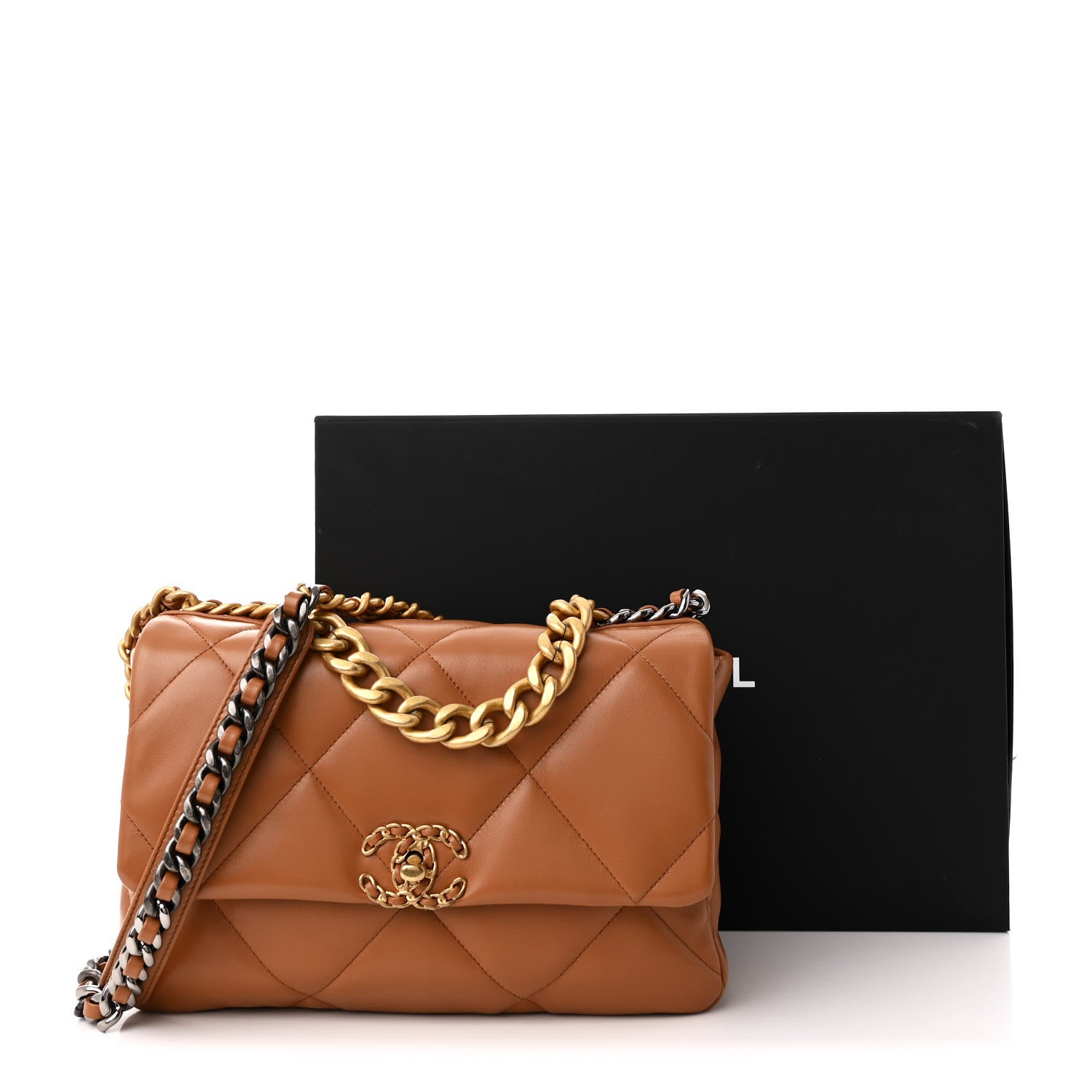 Chanel Lambskin Quilted Large Chanel 19 Flap Brown 11 of 11