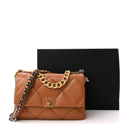 Chanel Lambskin Quilted Large Chanel 19 Flap Brown 11 of 11