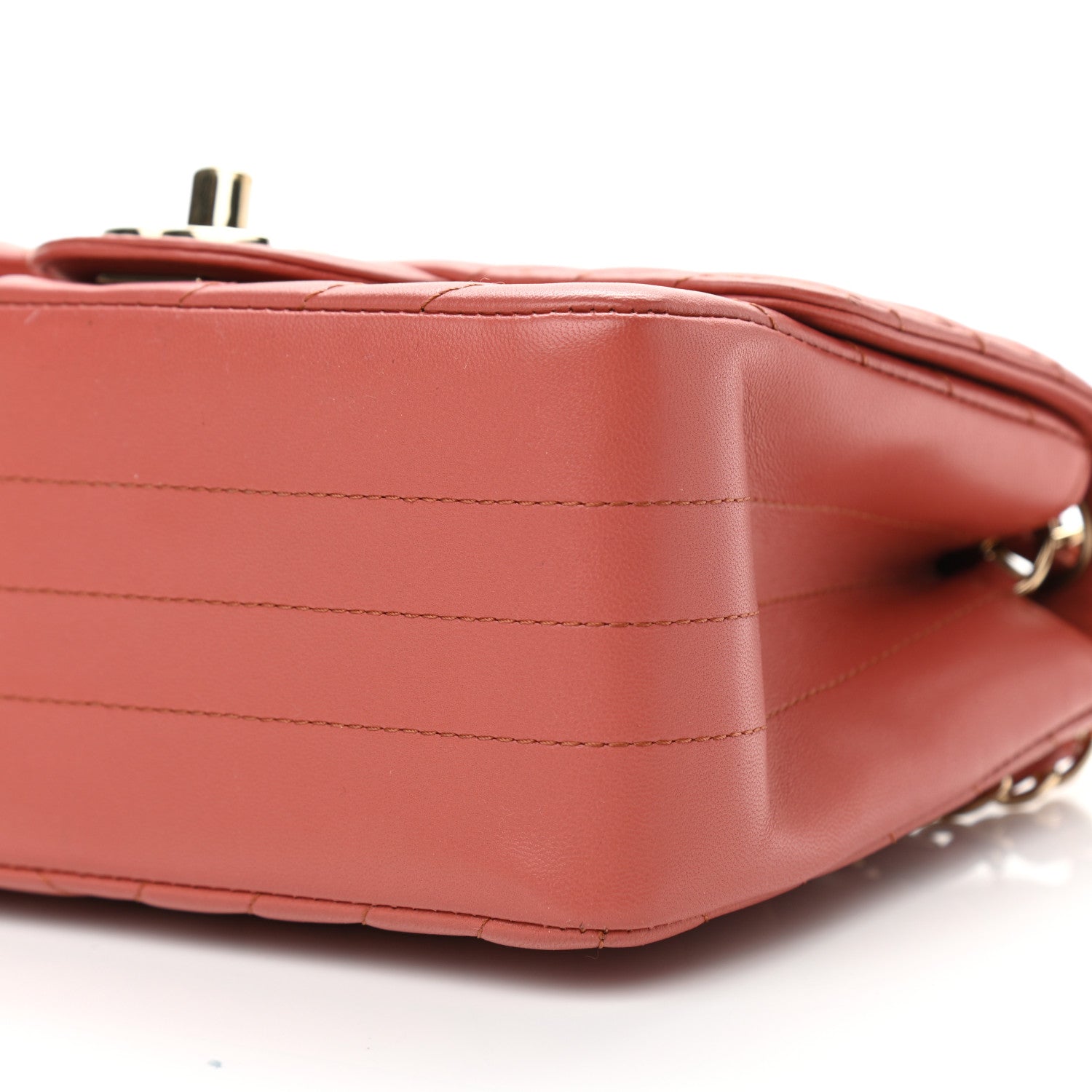 Chanel Lambskin Chevron Quilted Mini Square Flap Rosewood 9 of 9