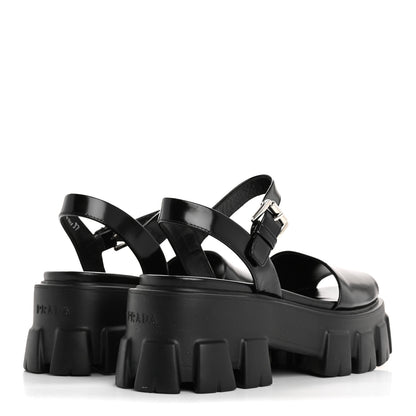 Prada Spazzolato Monolith 55mm Sandals 37 Black 5 of 9