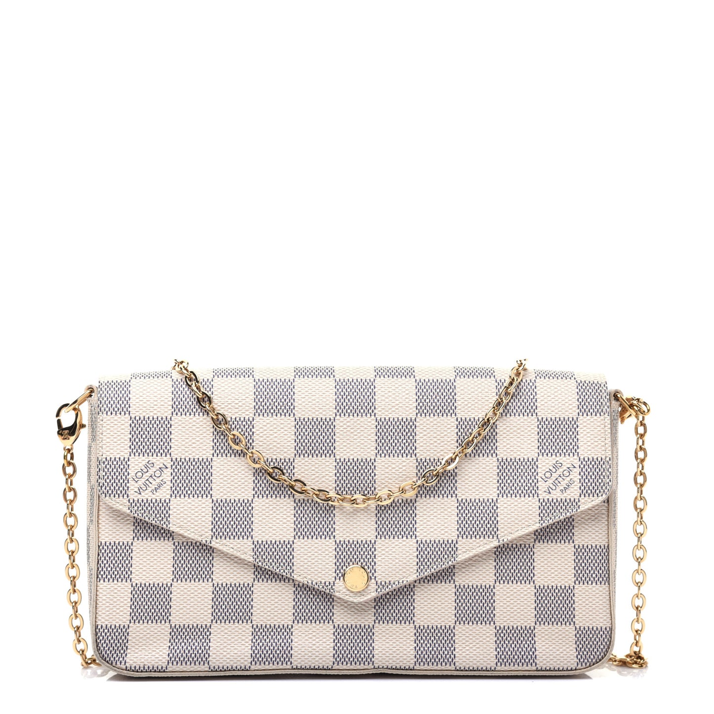 Damier Azur Pochette Felicie Chain Wallet Rose Ballerine