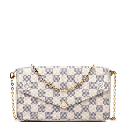 Louis Vuitton Damier Azur Pochette Felicie Chain Wallet Rose Ballerine 1 of 19