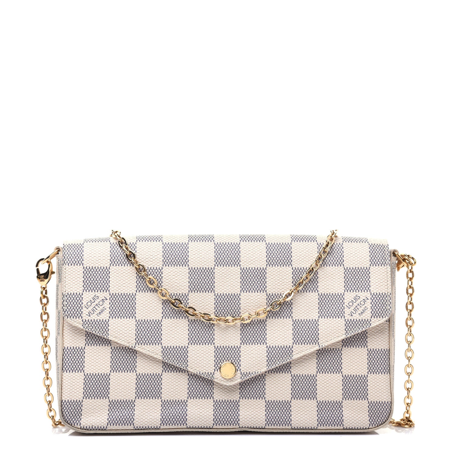 Louis Vuitton Damier Azur Pochette Felicie Chain Wallet Rose Ballerine 1 of 19