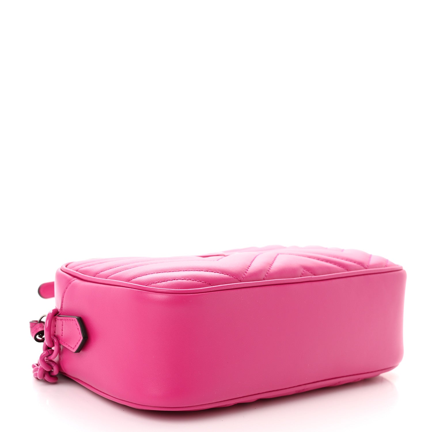 Gucci Calfskin Matelasse Monochrome Small GG Marmont Chain Shoulder Bag Classic Fuxia 4 of 11