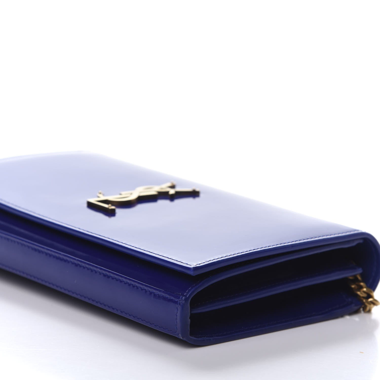 Saint Laurent Patent Calfskin Monogram Kate Wallet On Chain Royal Blue 7 of 11