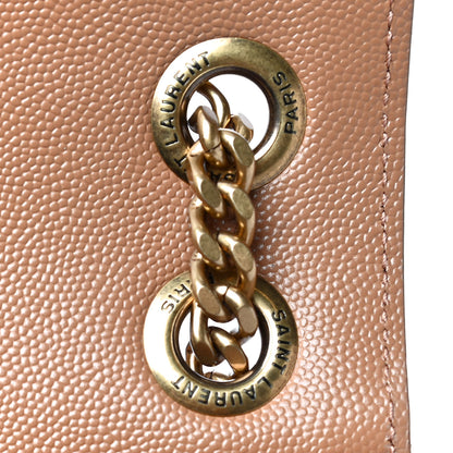 Saint Laurent Grain De Poudre Textured Mixed Matelasse Triquilt Large Monogram Satchel Dune 6 of 13
