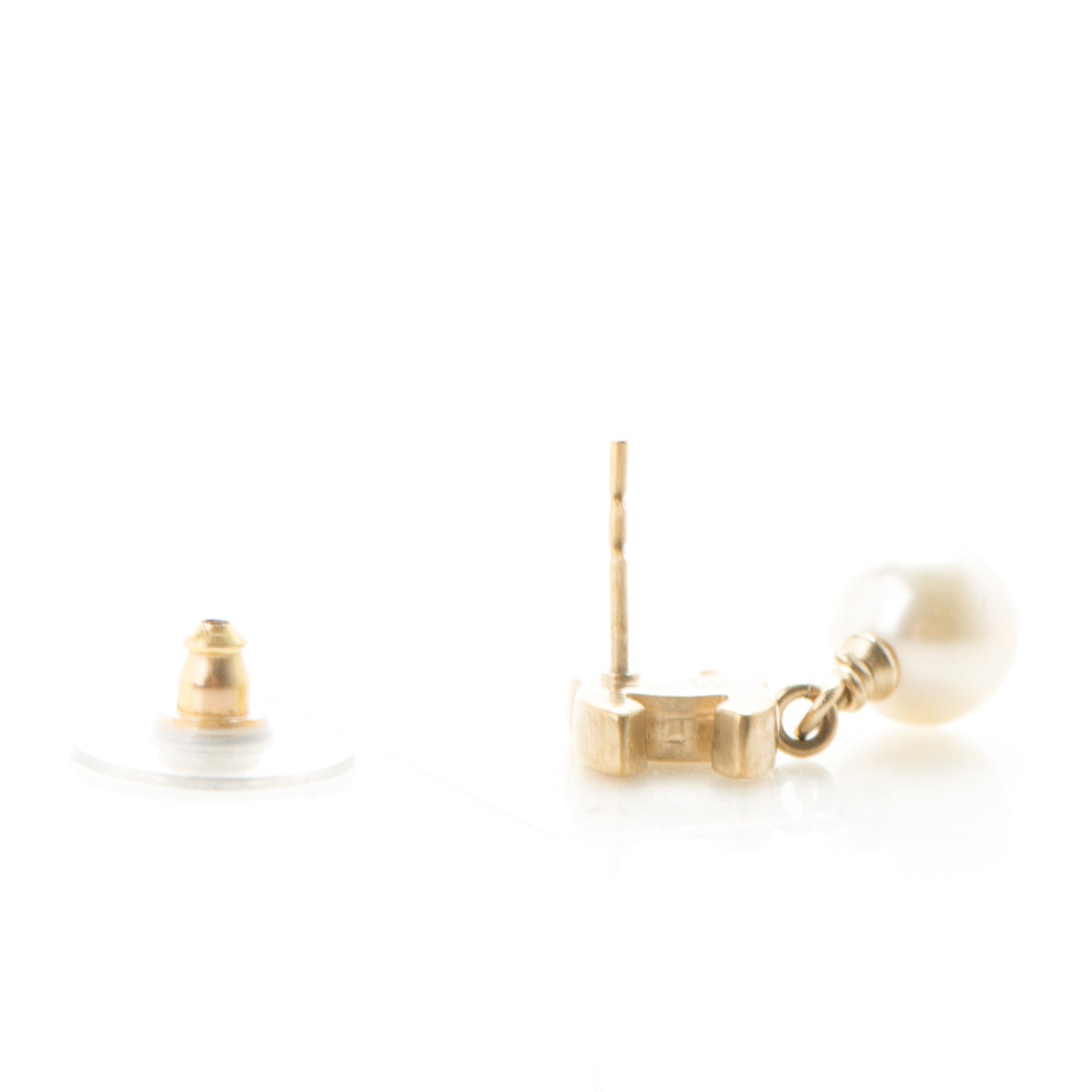 Chanel Enamel CC Pearl Dangle Earrings Gold White 3 of 5
