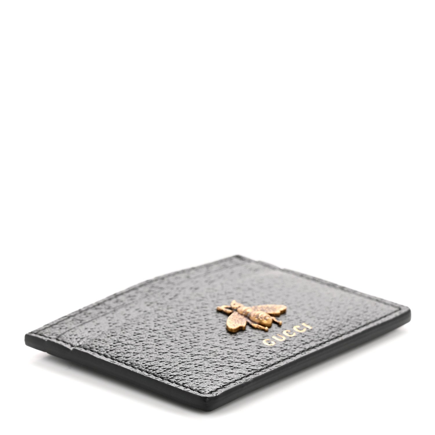Gucci Pebbled Calfskin Animalier Card Holder Black 4 of 7