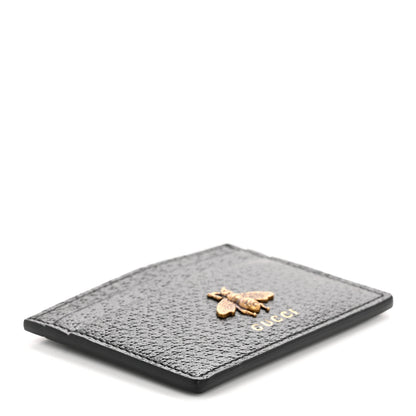 Gucci Pebbled Calfskin Animalier Card Holder Black 4 of 7