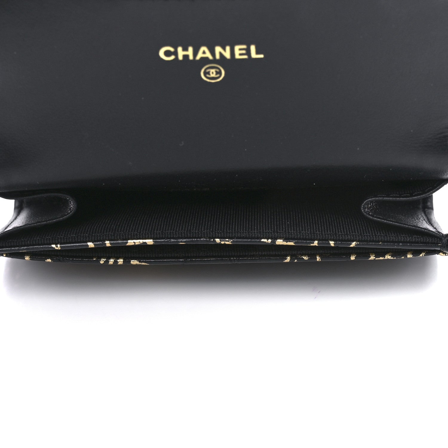 Chanel Calfskin Crocodile Embossed Graffiti 2.55 Cocodile Reissue Flap Card Holder Black Gold 4 of 12