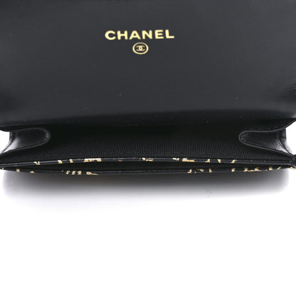 Chanel Calfskin Crocodile Embossed Graffiti 2.55 Cocodile Reissue Flap Card Holder Black Gold 4 of 12