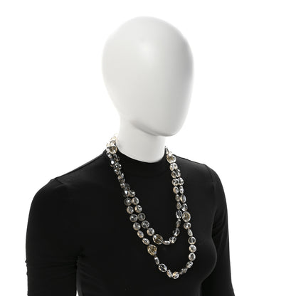 Gucci Metal Crystal Bead Flower Long Necklace Gold 2 of 7