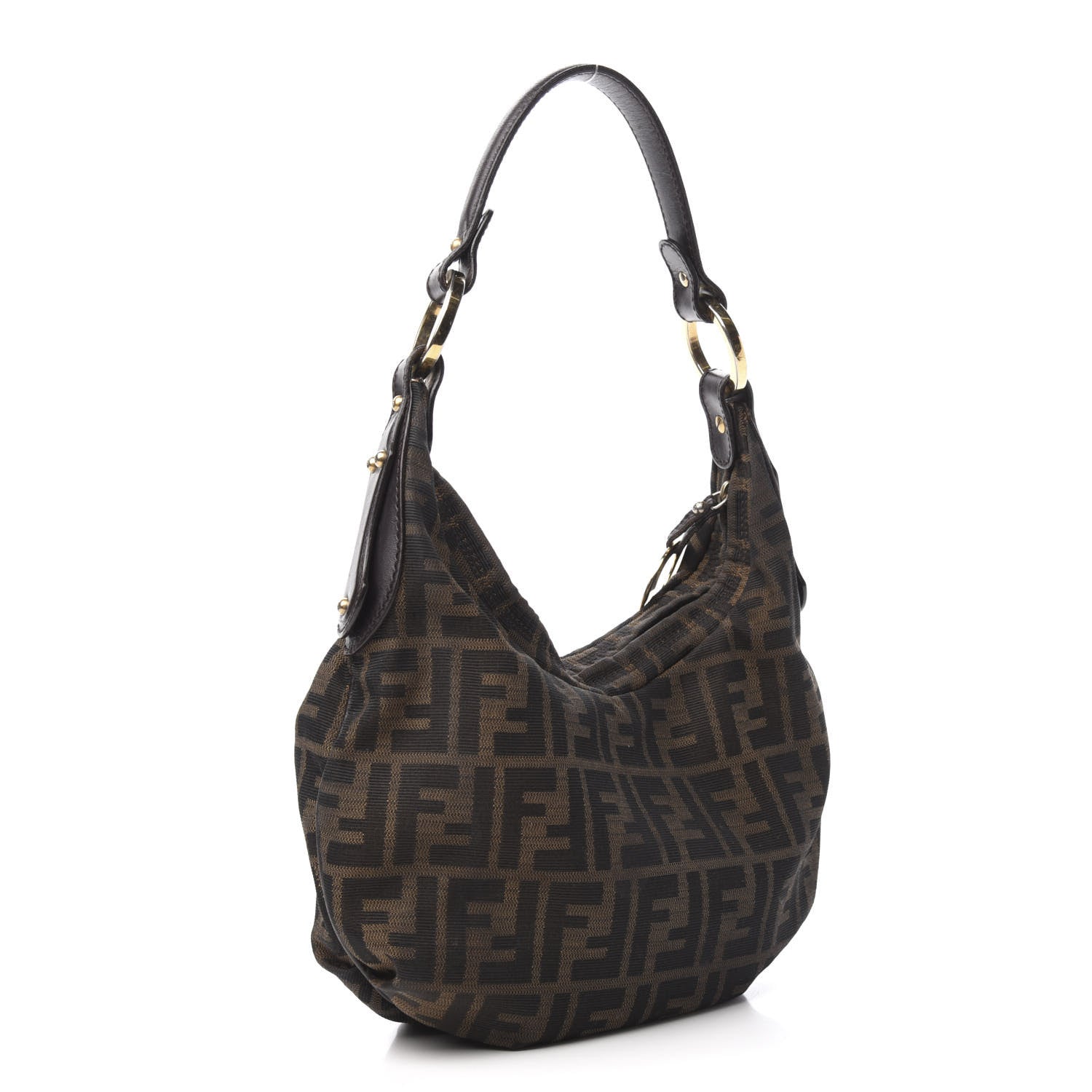 Fendi Zucca Cuoio Lucido Small Chef Hobo Tobacco Moro 3 of 10