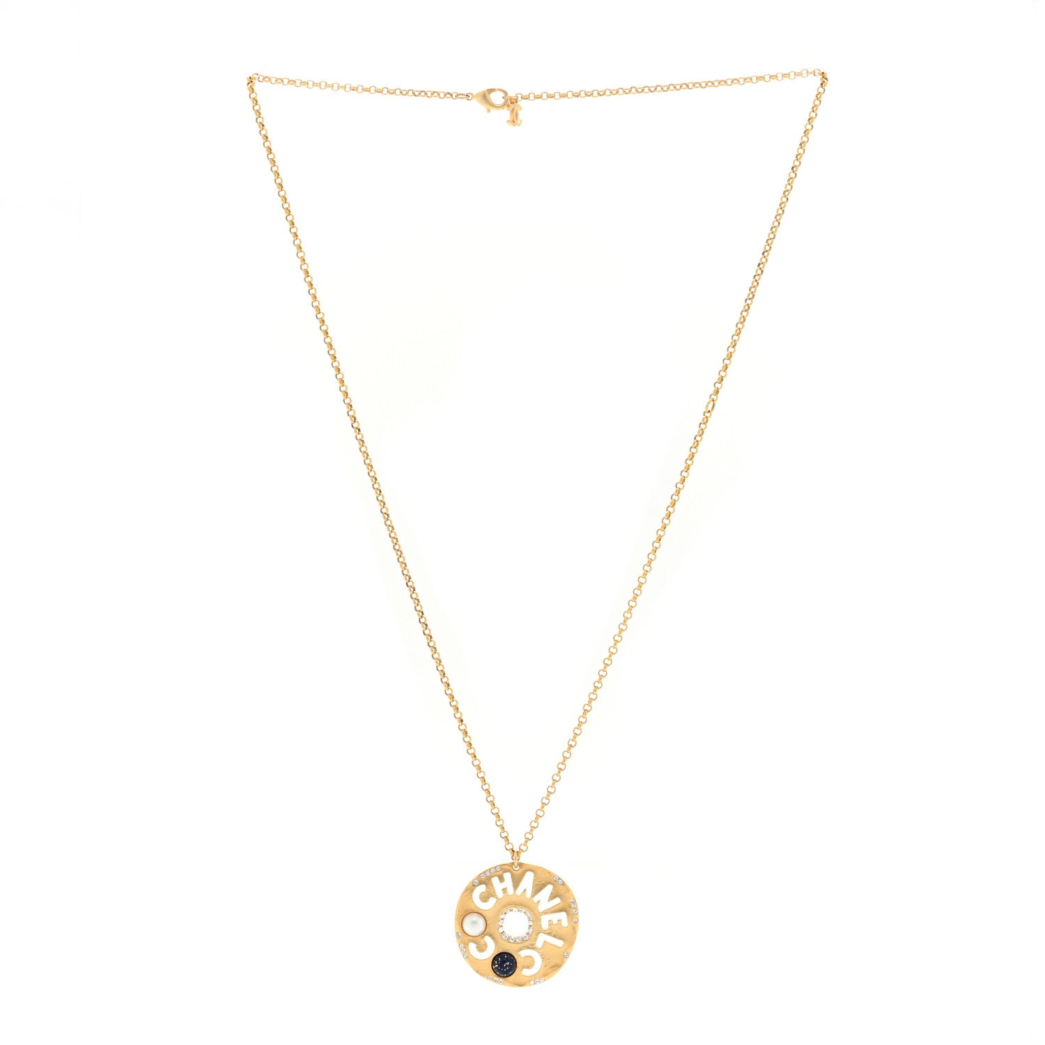 Chanel Crystal Pearl Papyrus Necklace Gold 2 of 4