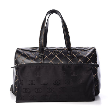 Chanel Calfskin Wild Stitch Duffel Bag Black 2 of 12