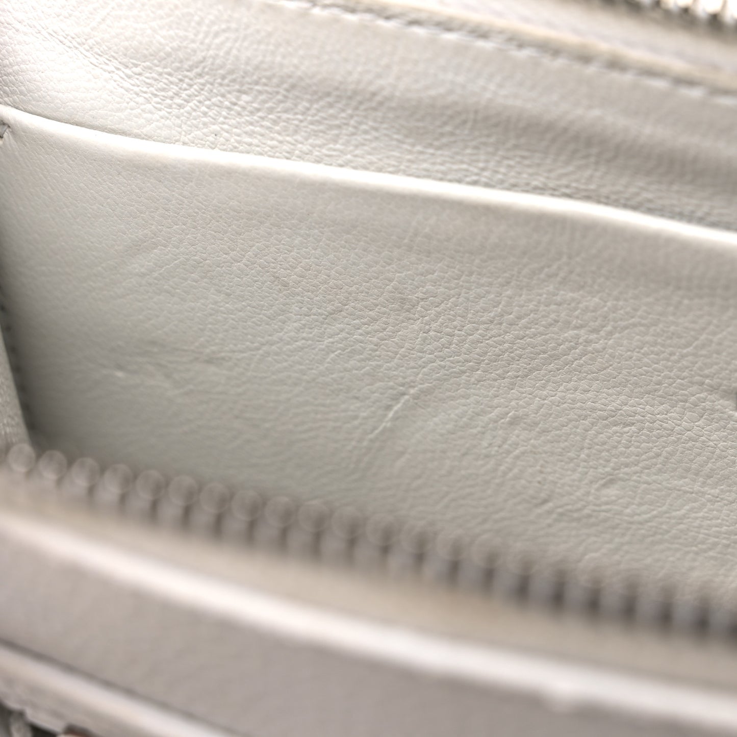 Grained Calfskin Classic Silver Hardware Reporter Crossbody White