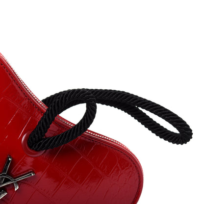 Saint Laurent Patent Crocodile Embossed Sac Coeur Heart Shaped Clutch Red 15 of 15