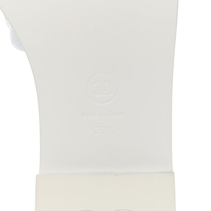 Chanel Shiny Goatskin Quilted CC Mules Sandals 37.5 White 7 of 9