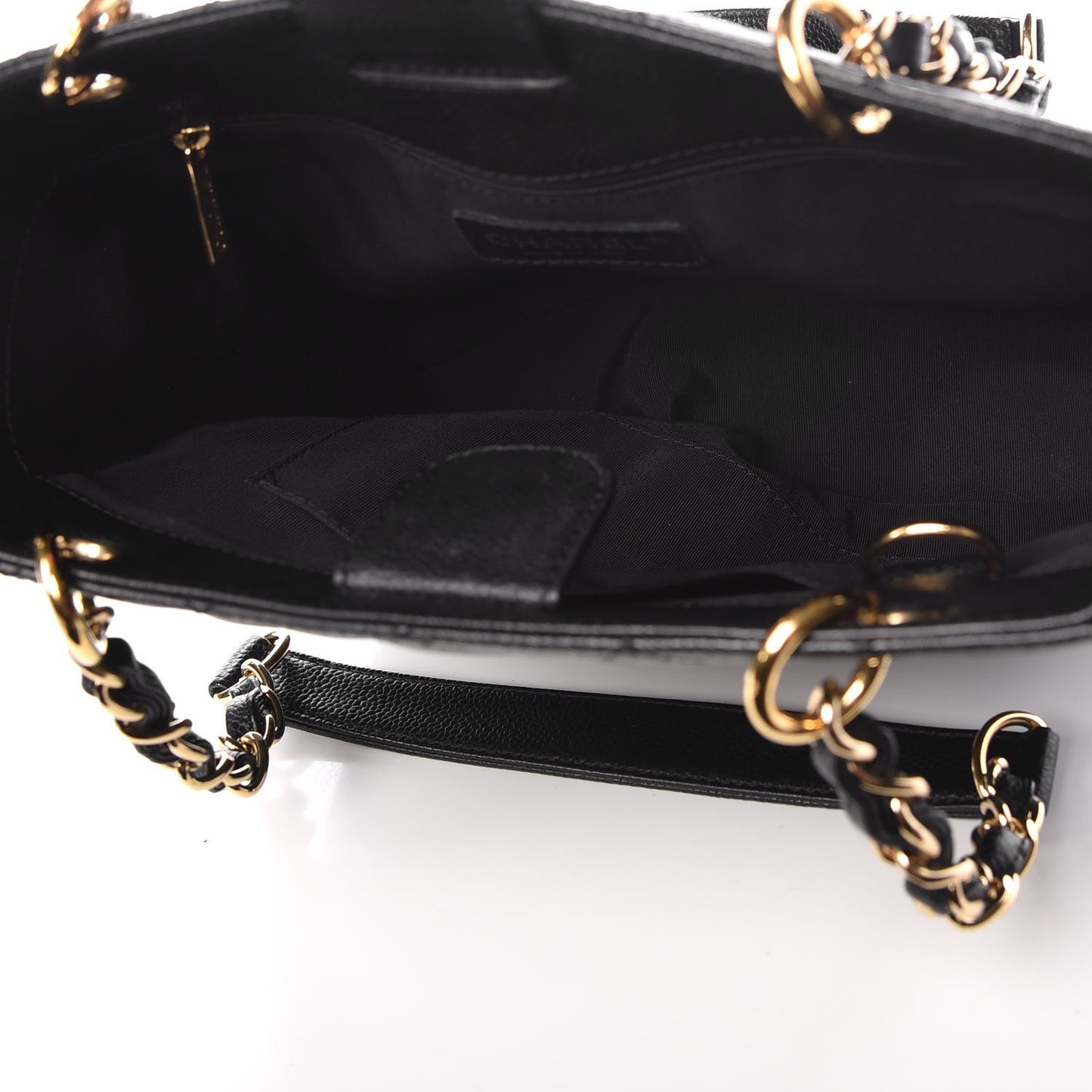 Caviar Quilted Petit Shopping Tote PST Black