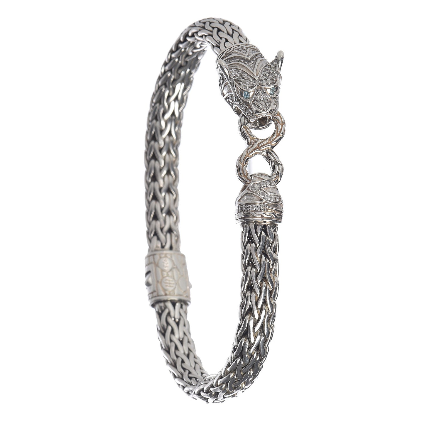 Sterling Silver Diamond Blue Topaz Classic Chain Macan Bracelet