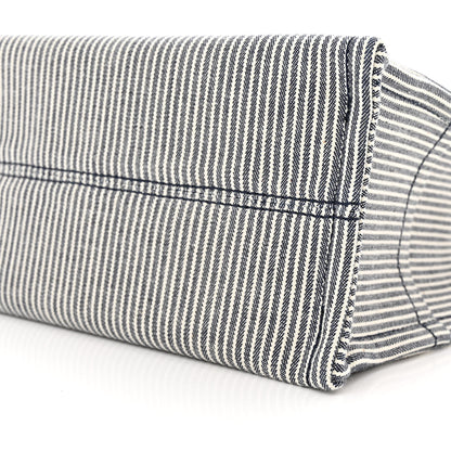 Celine Canvas Calfskin Striped Triomphe Small Cabas Thais Navy Blue 9 of 9