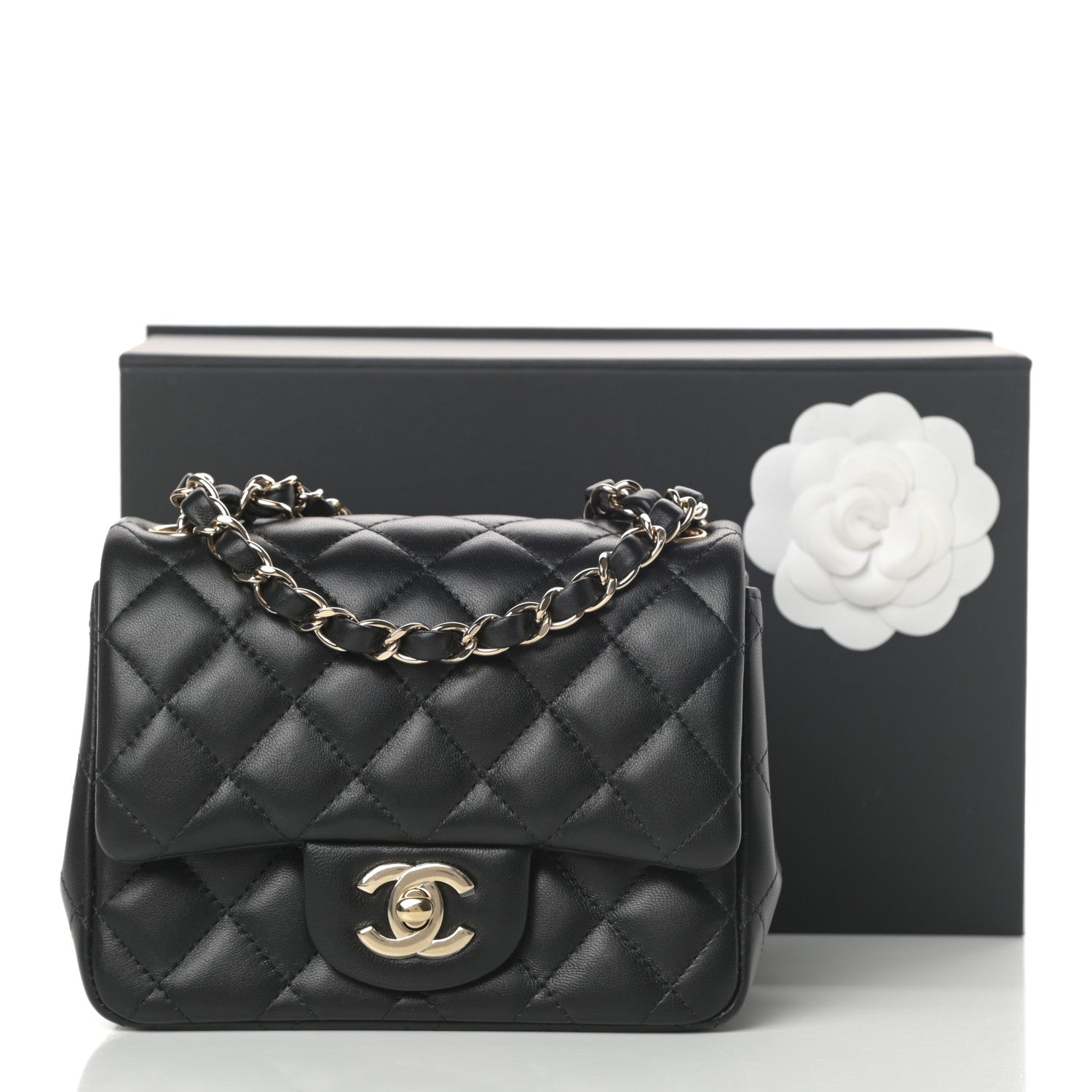 Chanel Lambskin Quilted Mini Square Flap Black 13 of 13