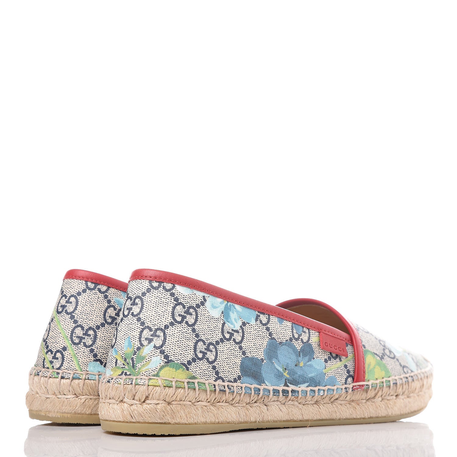 Gucci GG Supreme Monogram Blooms Espadrilles 38 Beige Blue Navy Hibiscus Red 4 of 10