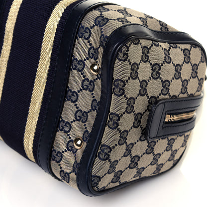 Gucci Monogram Vintage Web Small Boston Navy 16 of 18