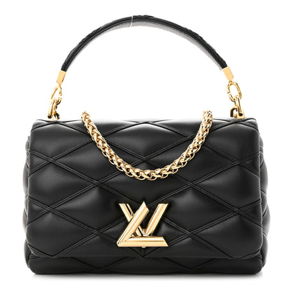 Louis Vuitton Lambskin Malletage Top Handle GO-14 MM Black 3 of 10