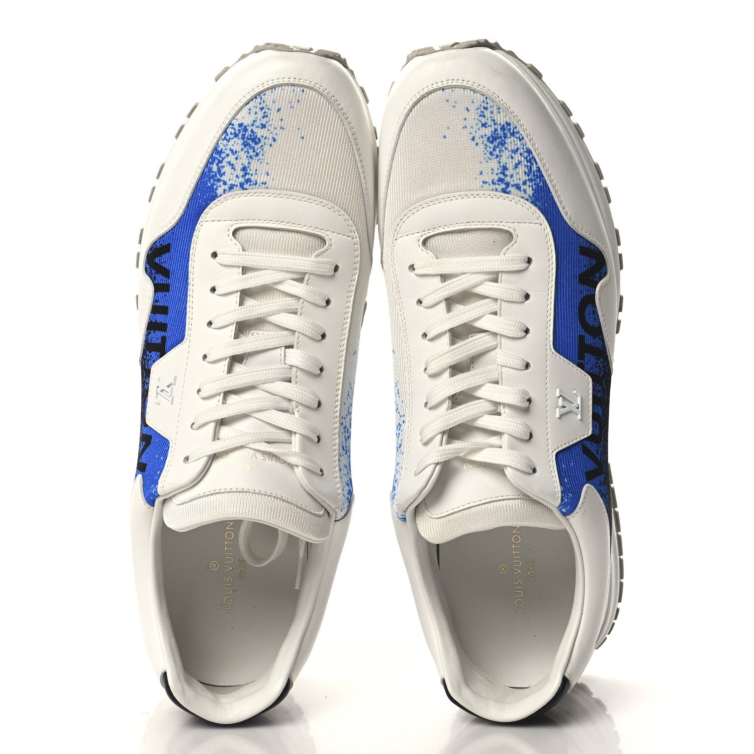 Louis Vuitton Calfskin Mens Run Away Sneakers 10 White Blue 2 of 8