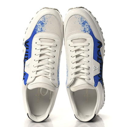 Louis Vuitton Calfskin Mens Run Away Sneakers 10 White Blue 2 of 8