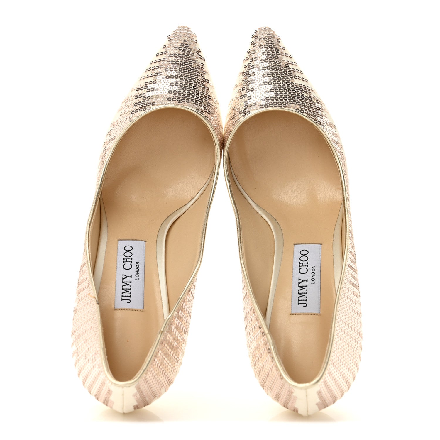 Jimmy Choo Satin Degrade Sequins Romy 85 Pumps 40 Ivory Platinum 2 of 9