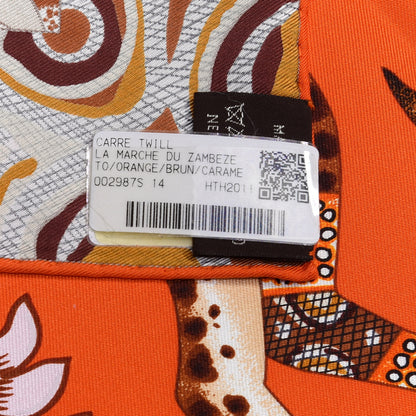 Hermes Silk La Marche du Zambezi Scarf 90 Orange 3 of 4