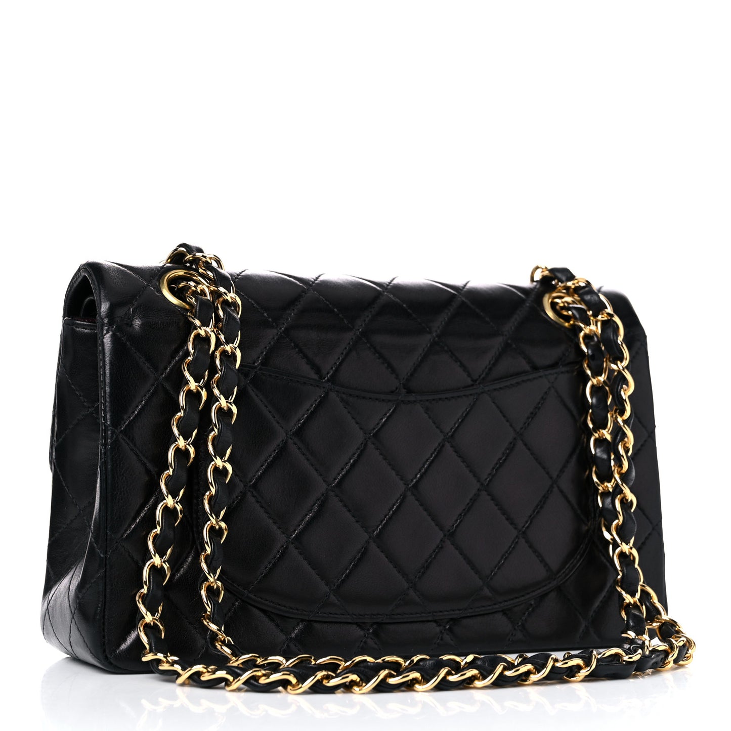 Lambskin Quilted Medium Double Flap Black