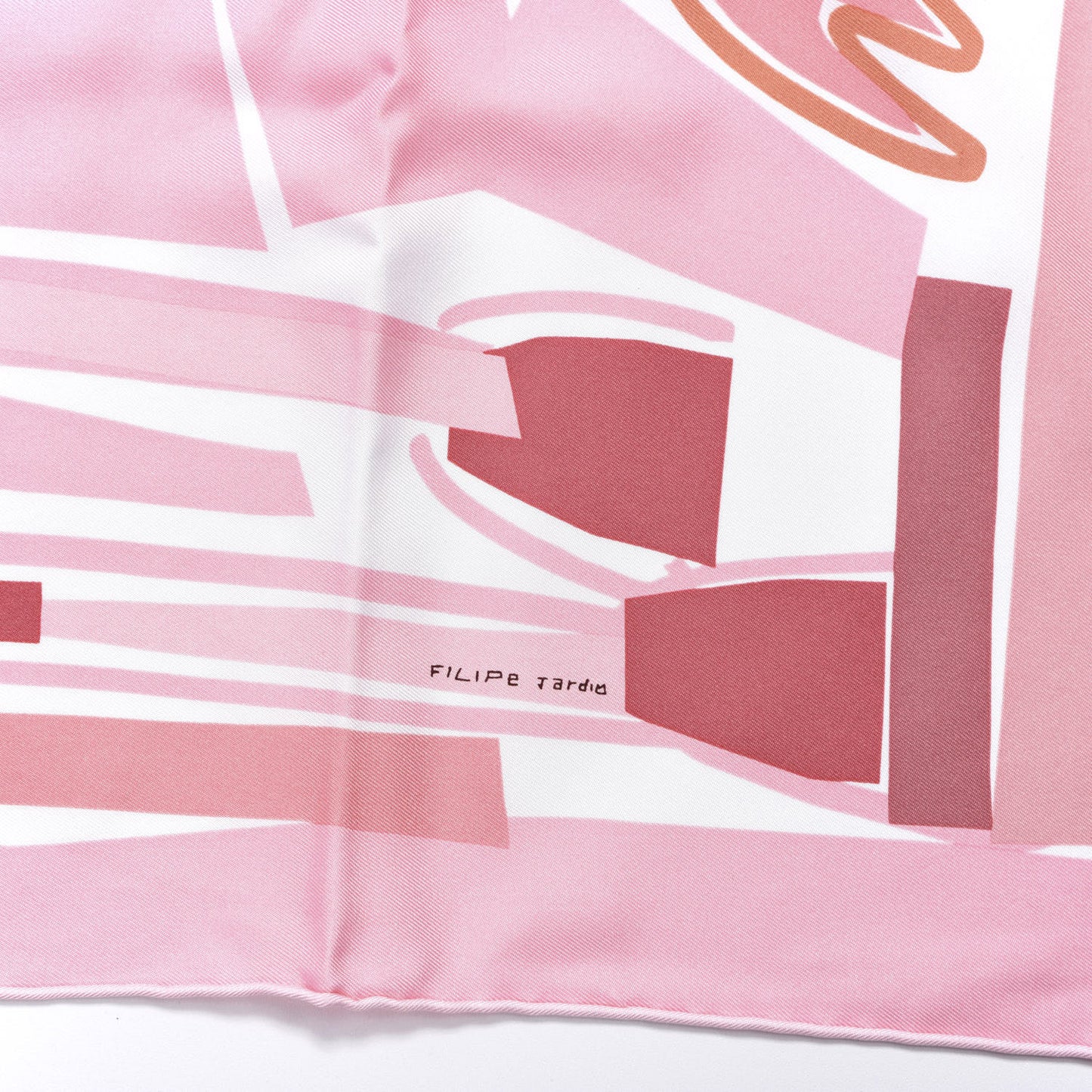Silk Sea Surf and Fun Scarf 90 Blanc Rose Corail