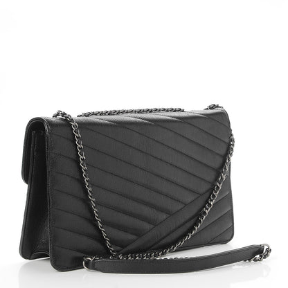 Chanel Shiny Goatskin Chevron Quilted Gabrielle Flap Black 3 of 8
