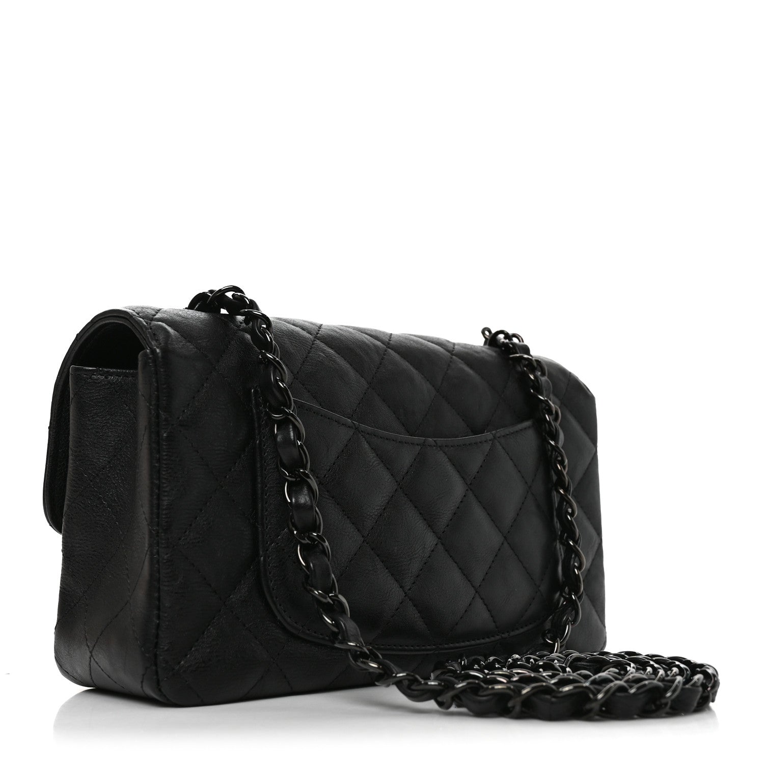Chanel Crumpled Calfskin Quilted Mini Rectangular Flap So Black 3 of 11
