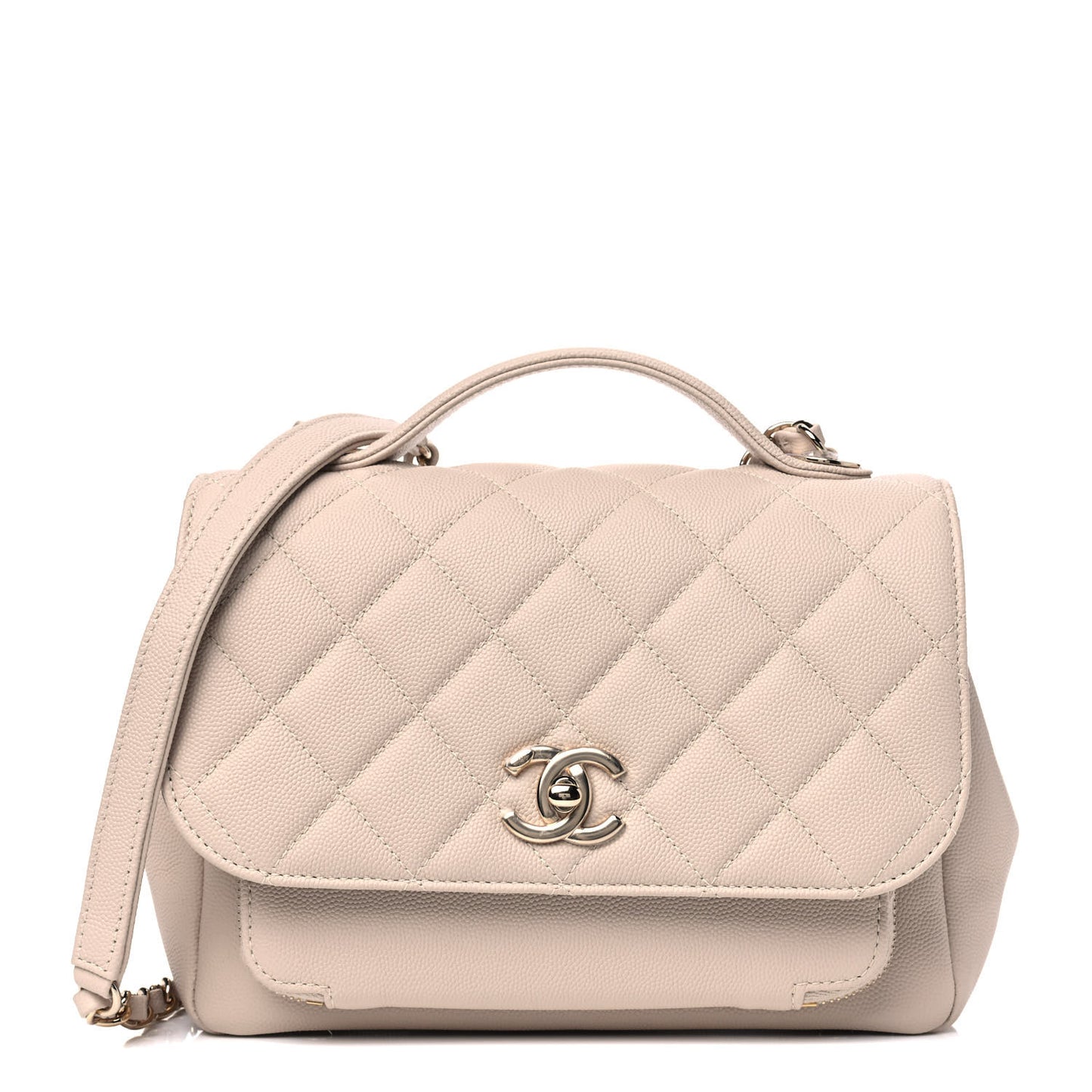 Caviar Quilted Medium Business Affinity Flap Beige