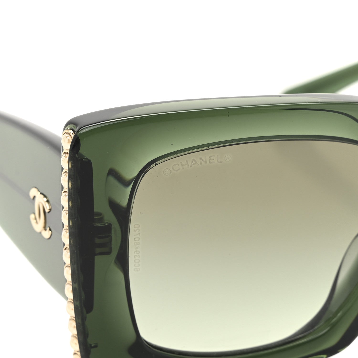 Chanel Acetate Pearl Rectangle Sunglasses 5480-H-A Dark Green 7 of 8