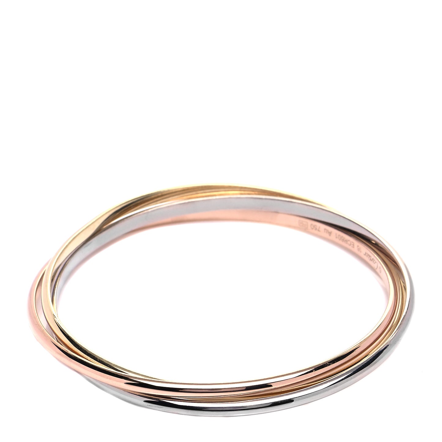 18K Pink Yellow White Gold Trinity Bangle Bracelet 16
