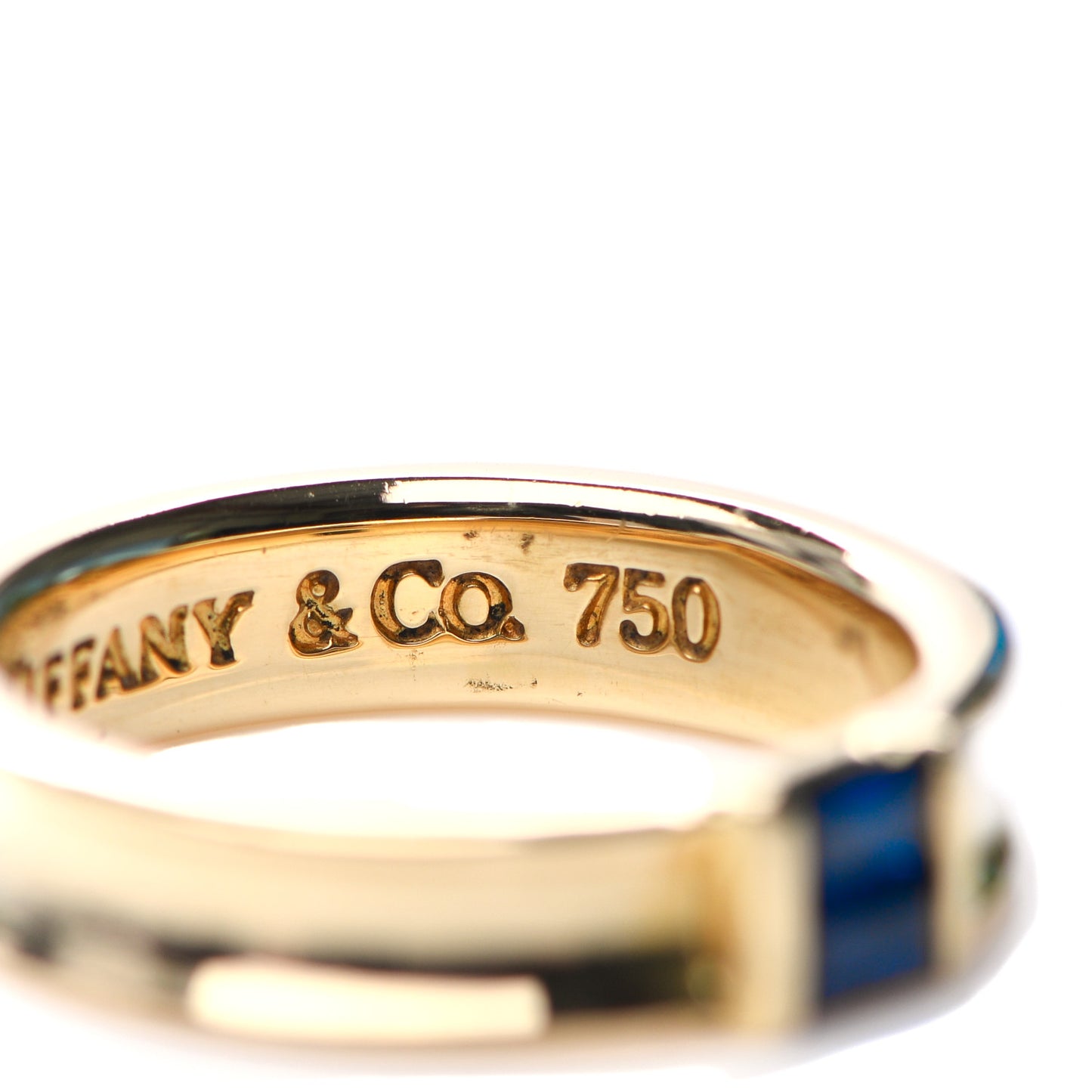 18K Yellow Gold Blue Sapphire Stacking Ring 50 5.5