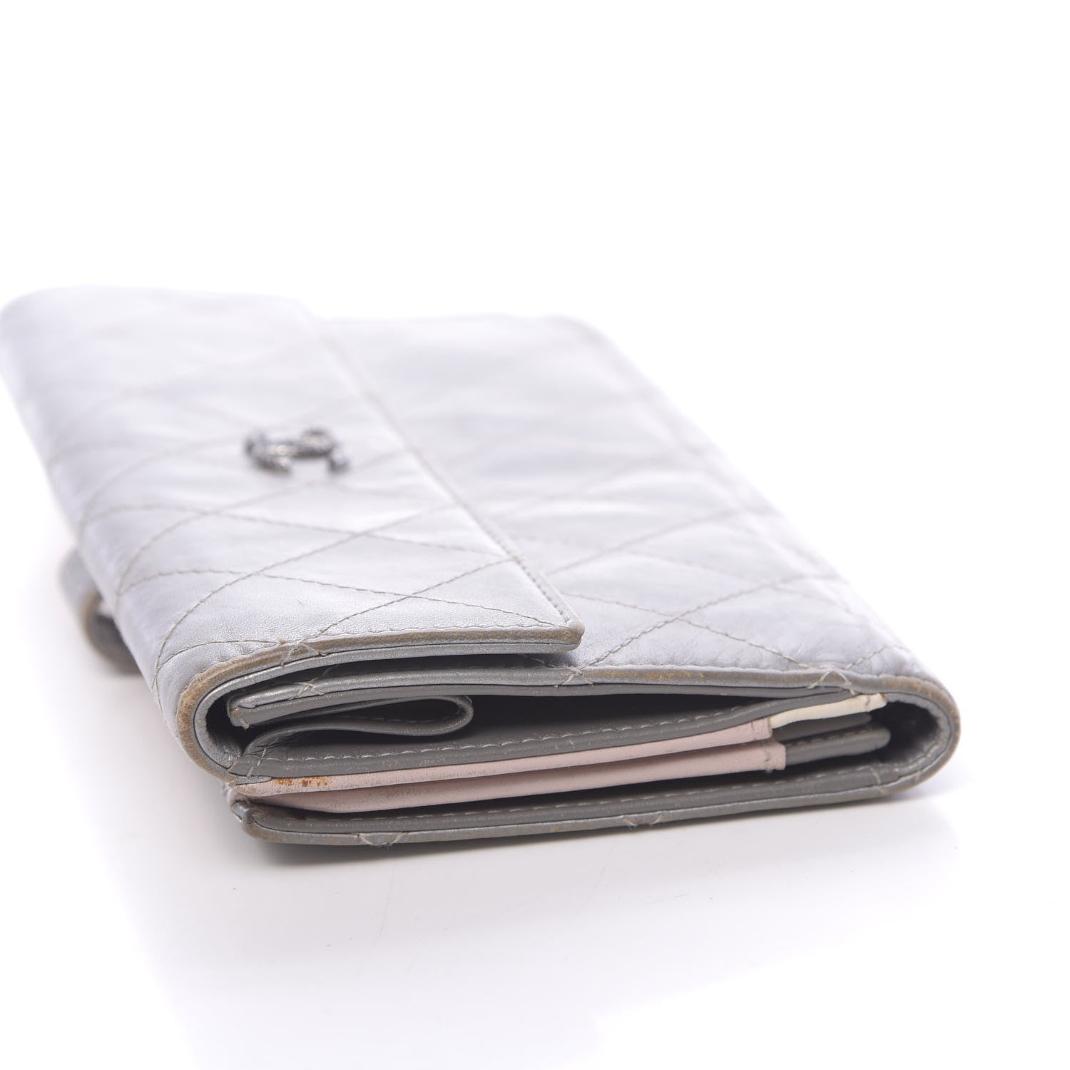 Chanel Aged Metallic Calfskin Large Palette Flap Wallet Silver 9 of 14