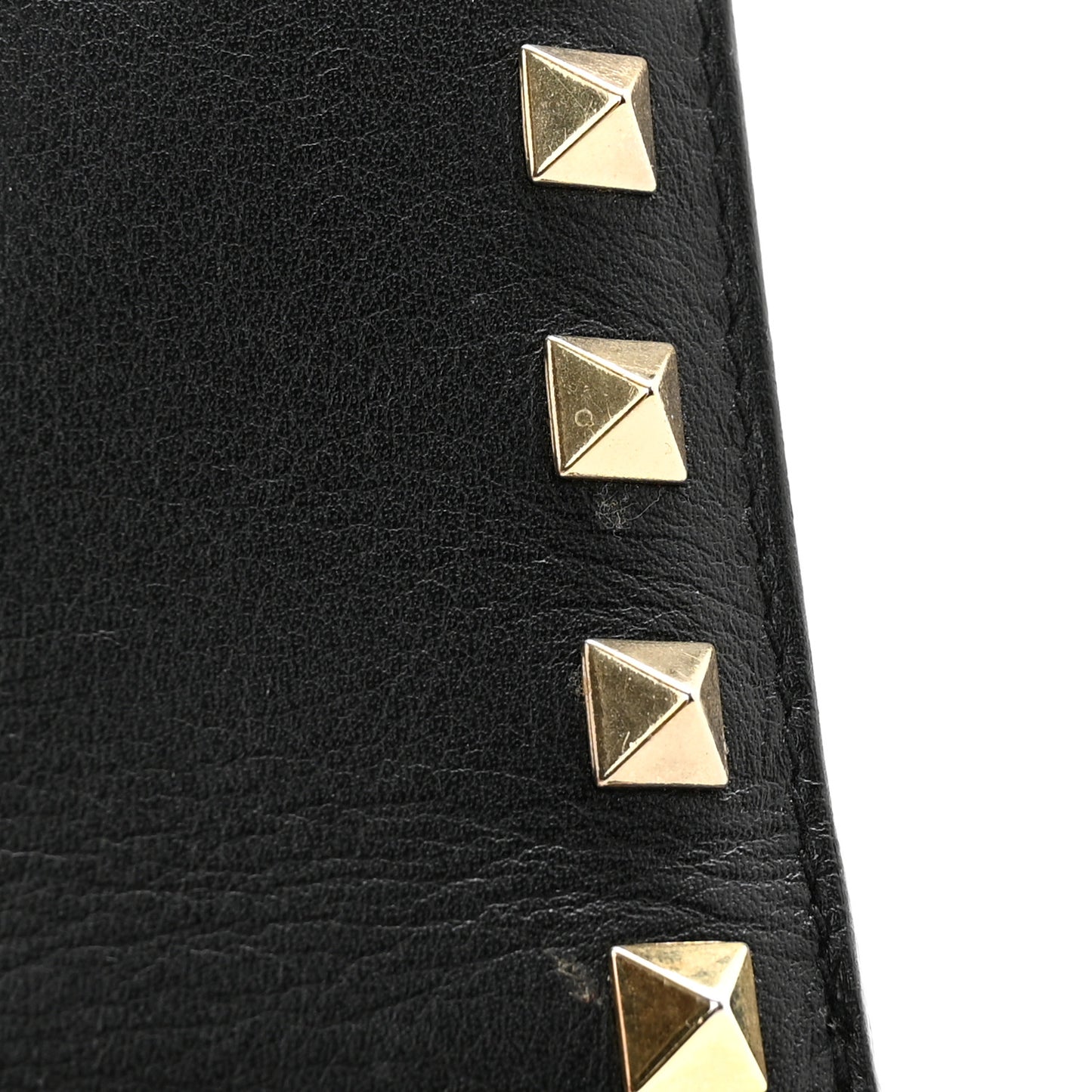 Calfskin Rockstud Bi-Fold Long Wallet Black