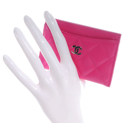 Chanel Lambskin Quilted Card Holder Dark Pink 2 of 9