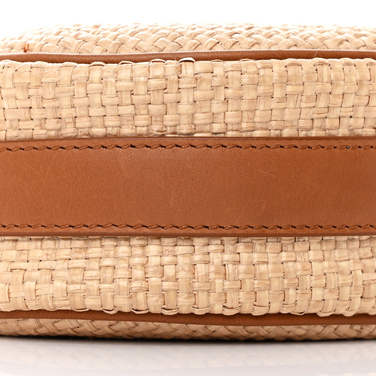 Saint Laurent Raffia Calfskin Round Camera Bag Golden Ecru Brick 9 of 11
