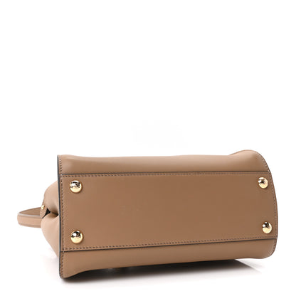 Fendi Vitello Seta Fabric Jacquard FF 1974 Mini Peekaboo Iconic Satchel Sand Tobacco Moro 4 of 9